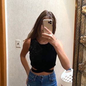 Black Velvet Crop Top